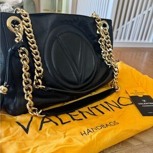 Valentino by Mario Valentino Logo Leather Shoulder Bag